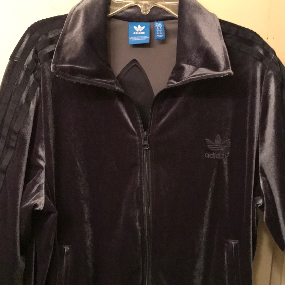 Velvet Navy Blue Adidas Trefoil Track Jacket